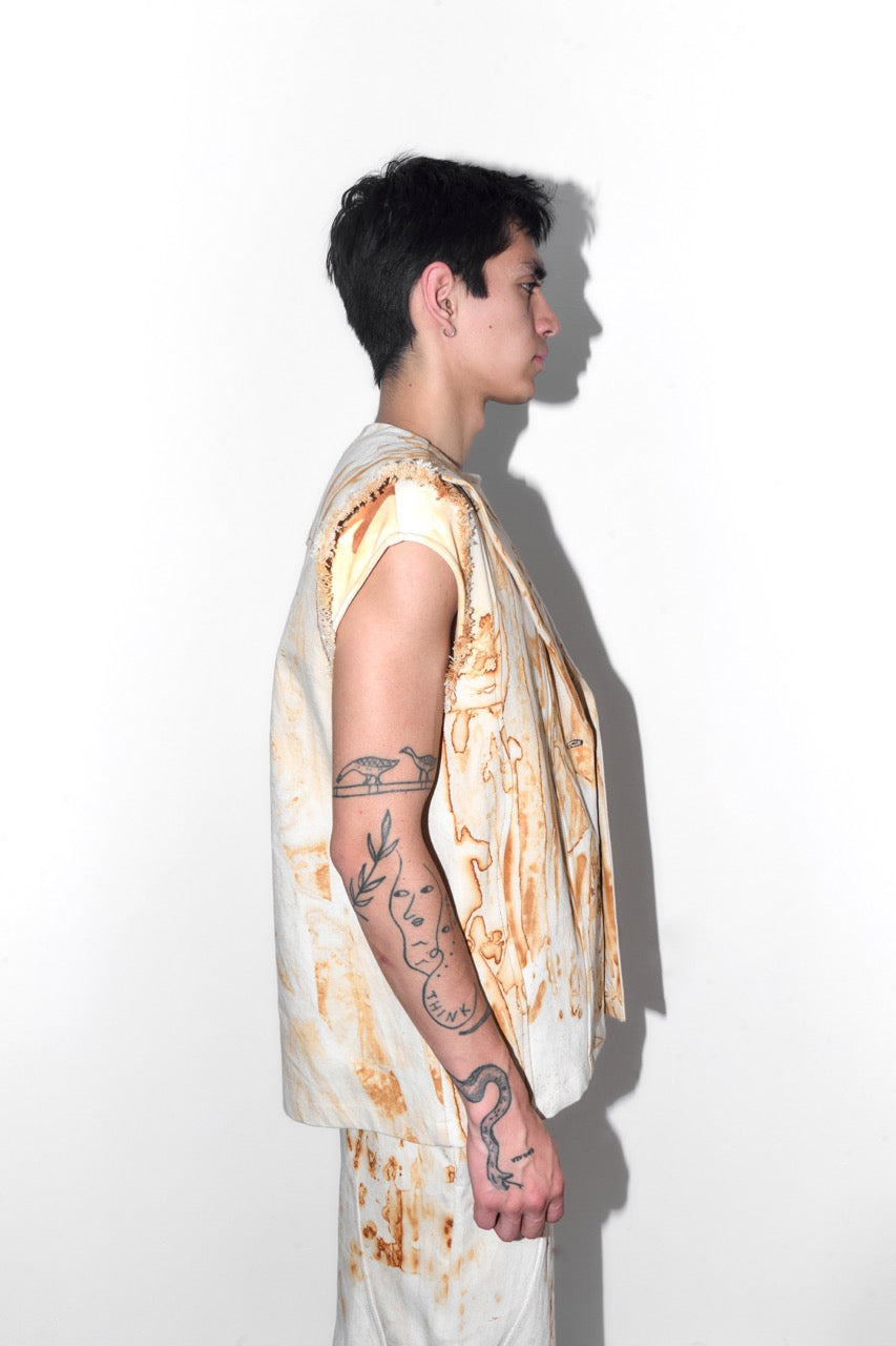 Rust Wavy Denim Vest
