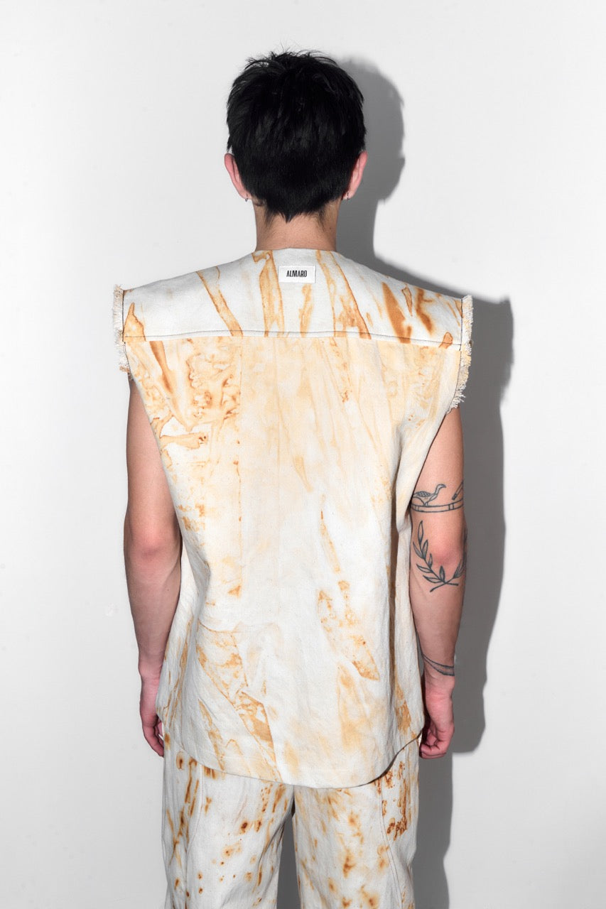 Rust Wavy Denim Vest