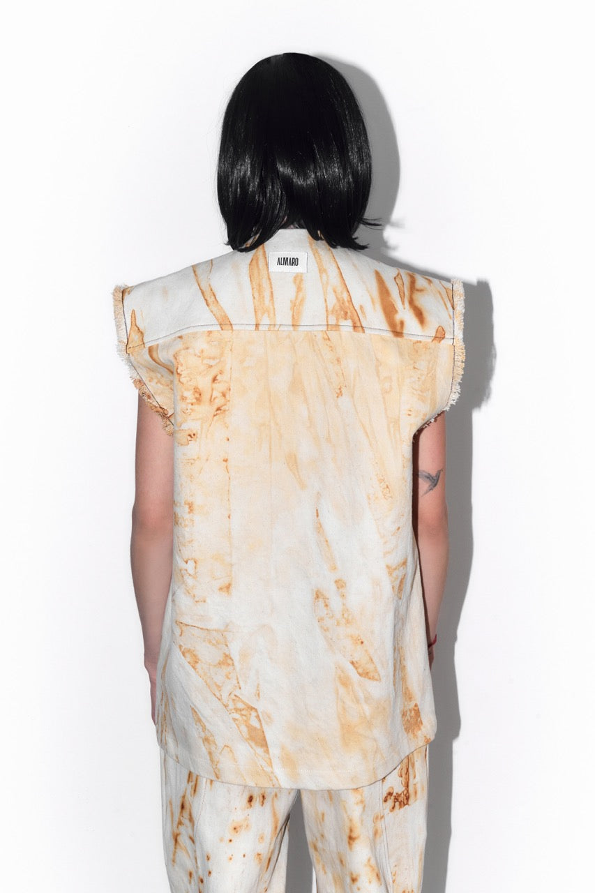 Rust Wavy Denim Vest