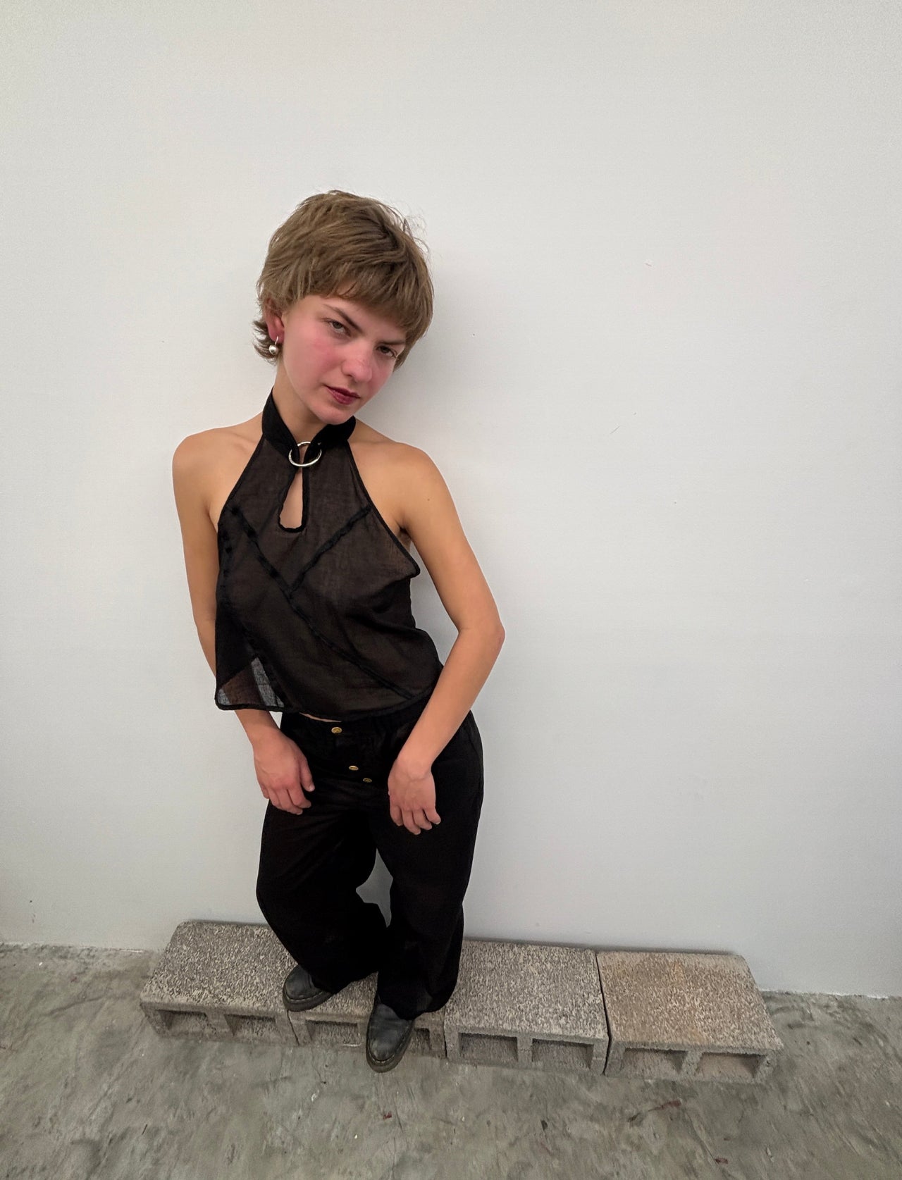 Black Cotton Triangulo Top