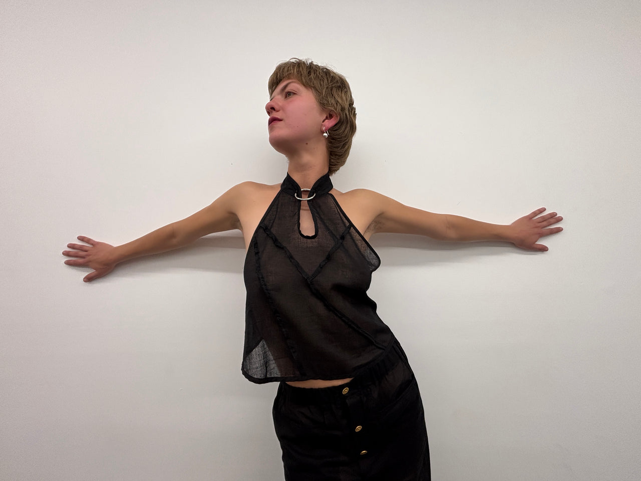 Black Cotton Triangulo Top
