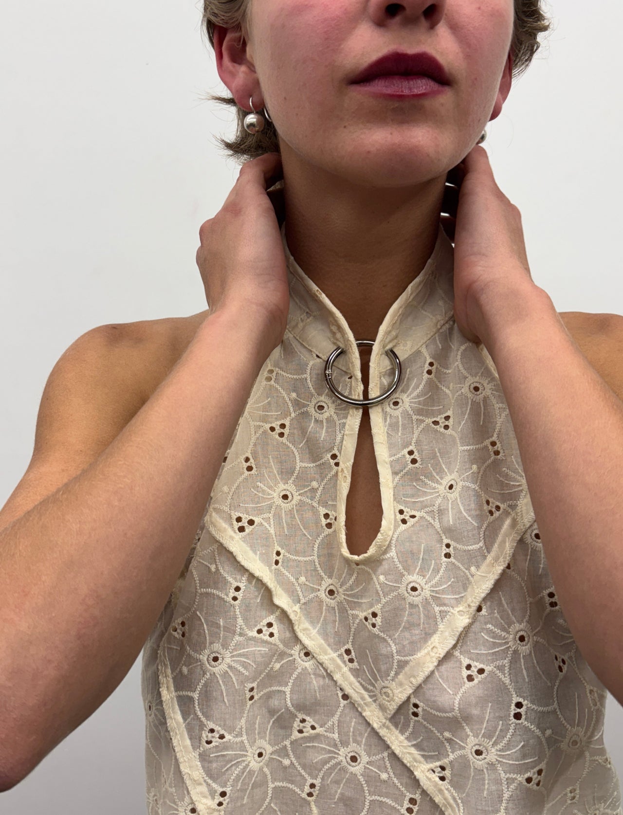 White lace triangle top