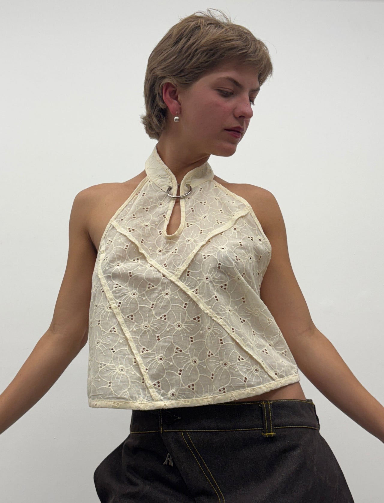 White lace triangle top