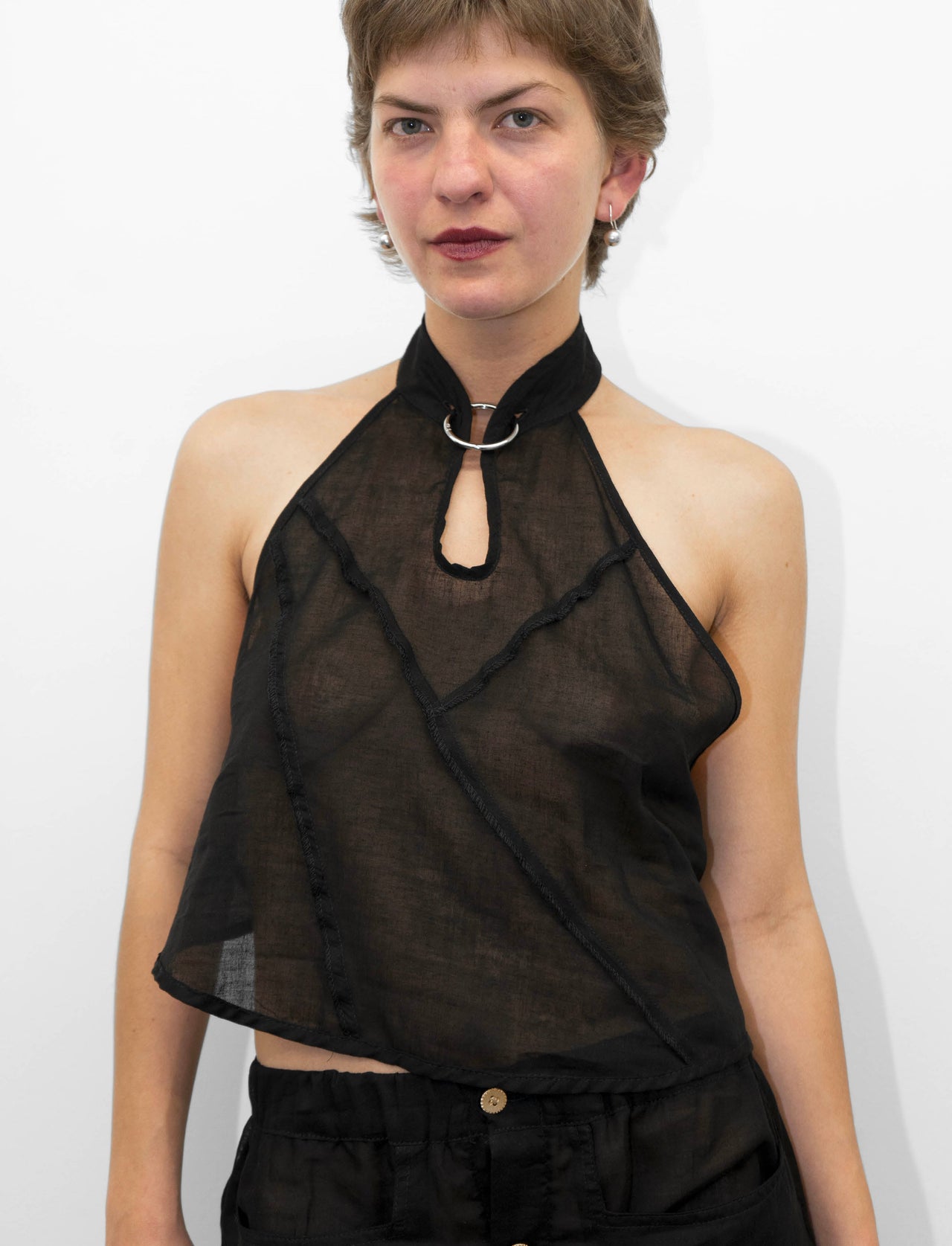 Black Cotton Triangulo Top
