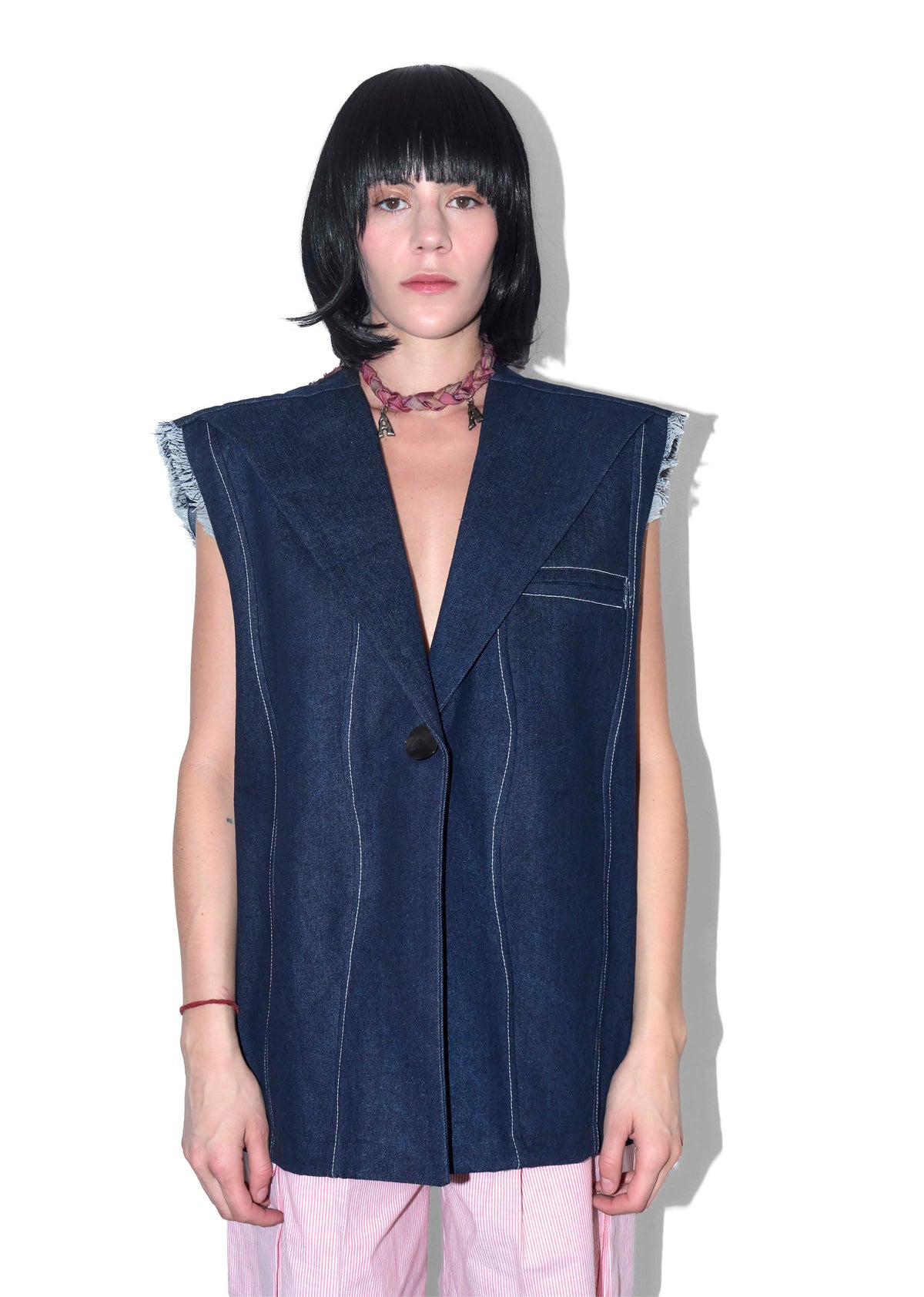 Wavy Denim Vest