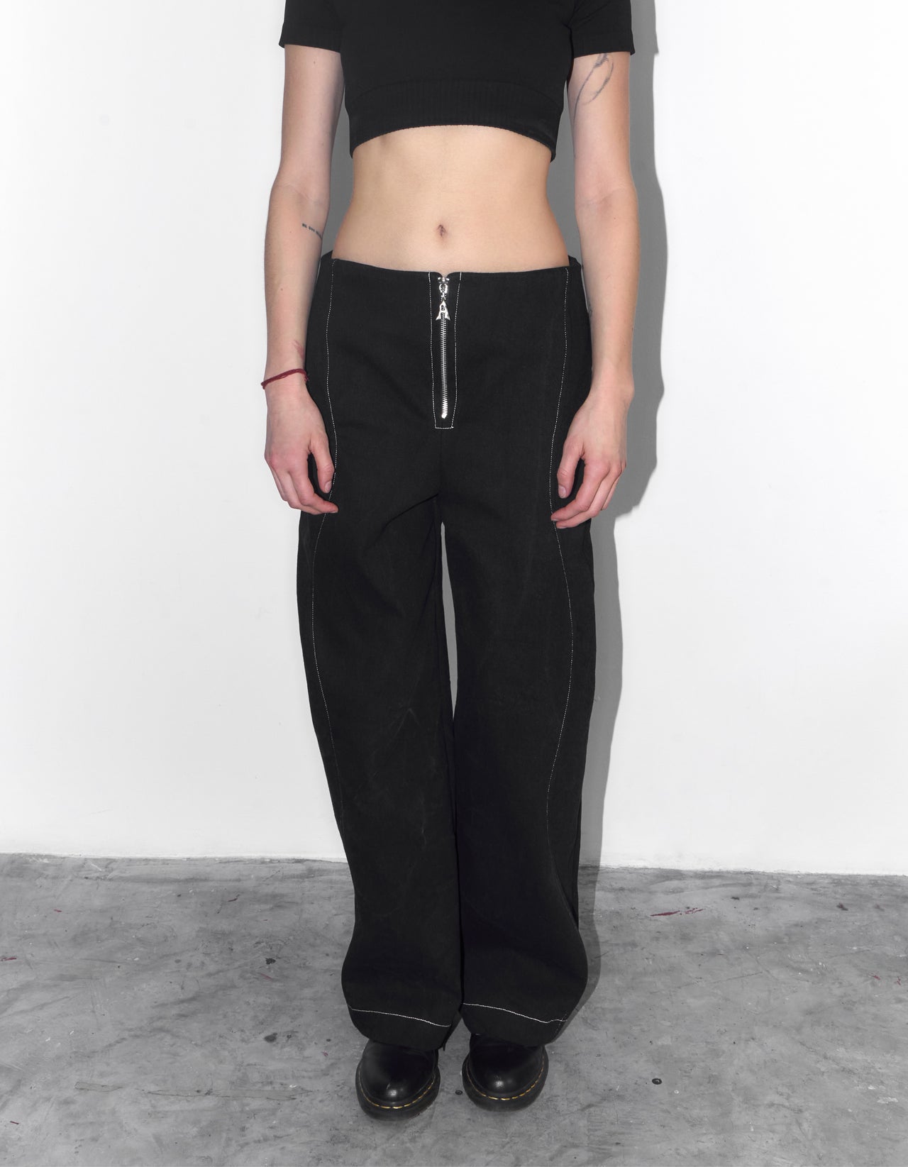 Black Wavy Denim Pants